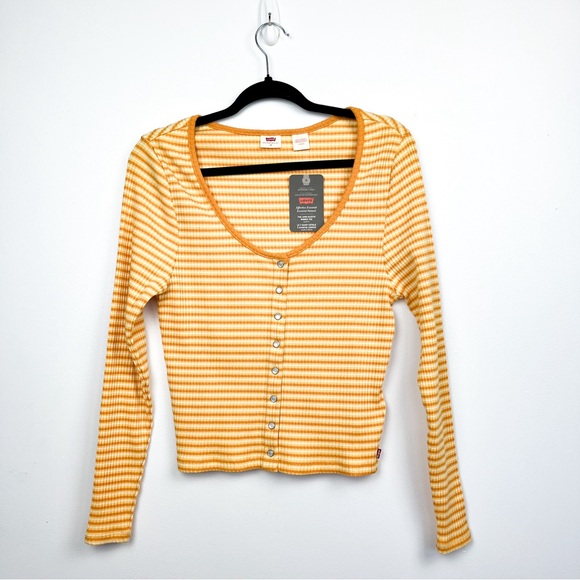 Levi's Tops - NWT Levi's Long Sleeve Striped Yellow & Orange Tee